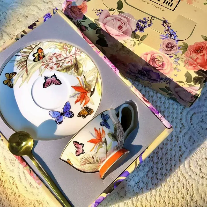 Bone China Coffee Cup and Saucer Set