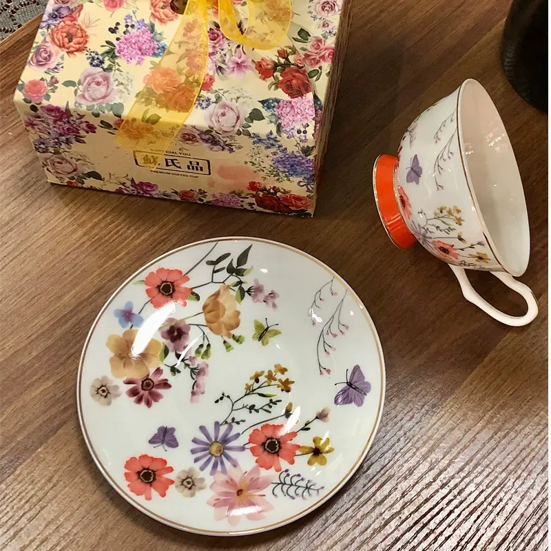 Bone China Coffee Cup and Saucer Set tableware view 6