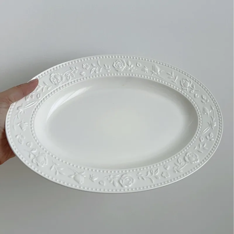 Ensemble de vaisselle en porcelaine rose embossée tableware view 11