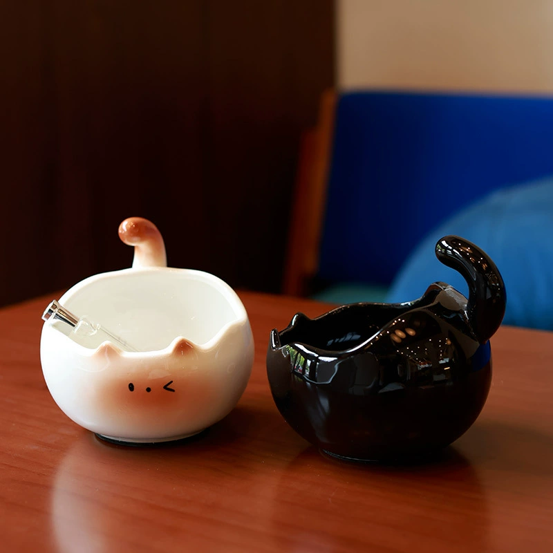 Ceramic Storage Jar with Cat Design tableware view 4