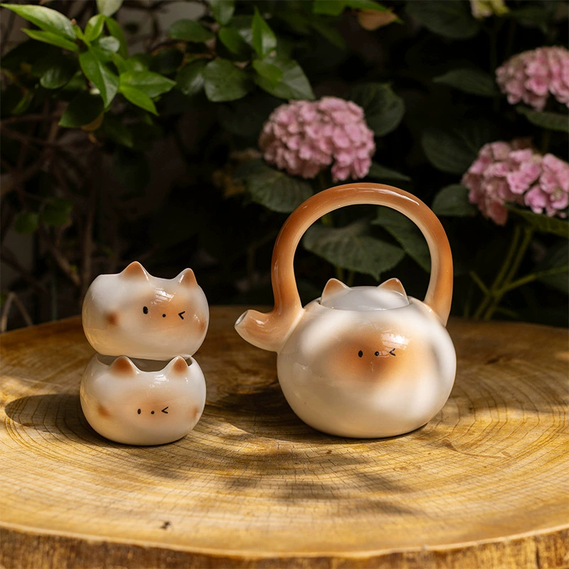 Ceramic Cup Set with Cat Design tableware view 3