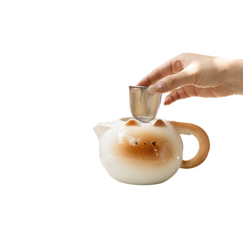 Ceramic Cup and Teapot Set with Cat Design tableware view 5