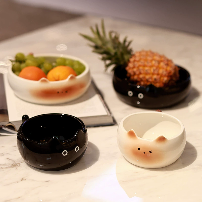 Ceramic Fruit Plate with Cat Design
