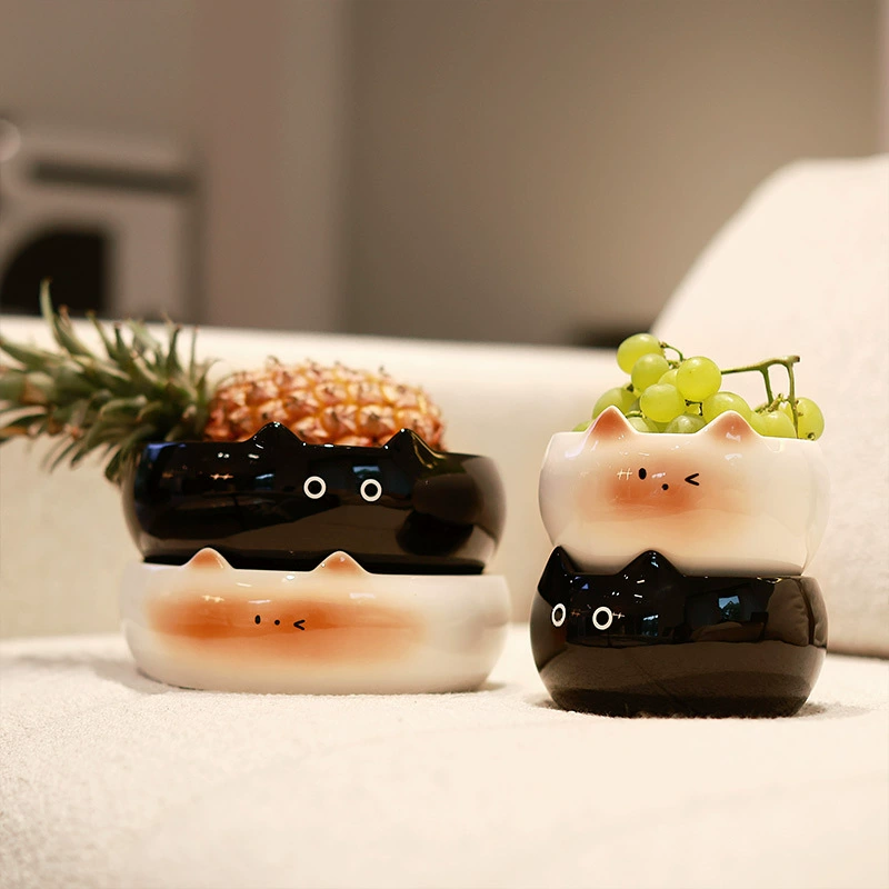Plato de fruta de cerámica con diseño de gato tableware view 2