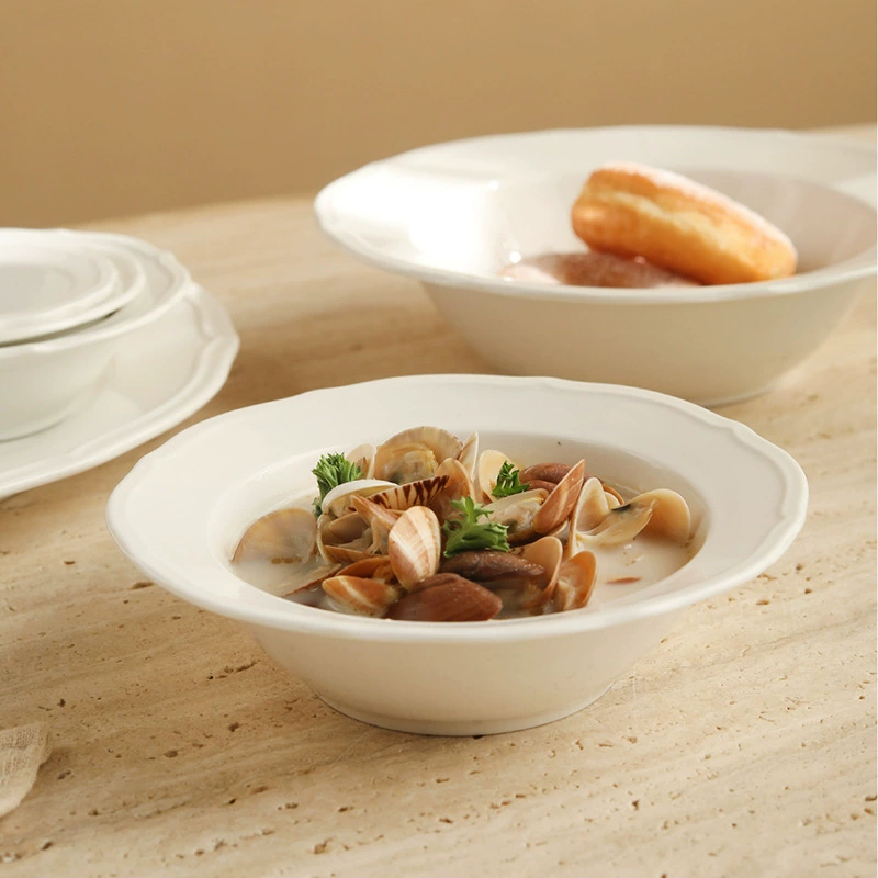 Floral Edge Porcelain Salad Bowl