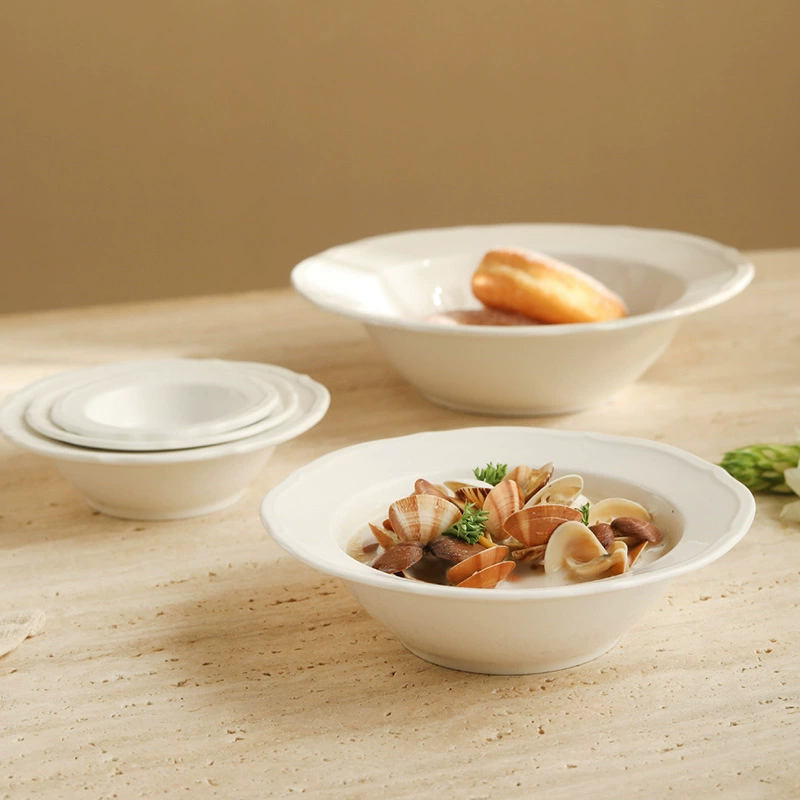 Ensaladera de porcelana con borde floral tableware view 2