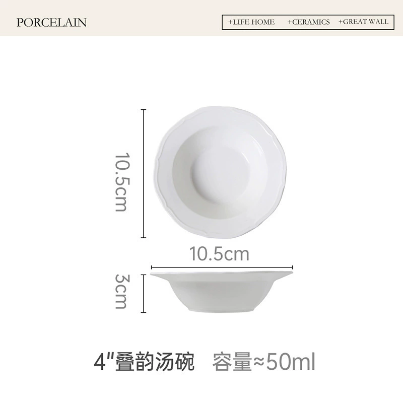 Ensaladera de porcelana con borde floral tableware view 6