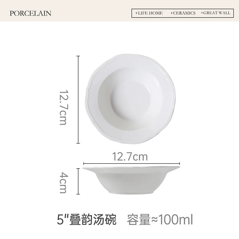 Ensaladera de porcelana con borde floral tableware view 7