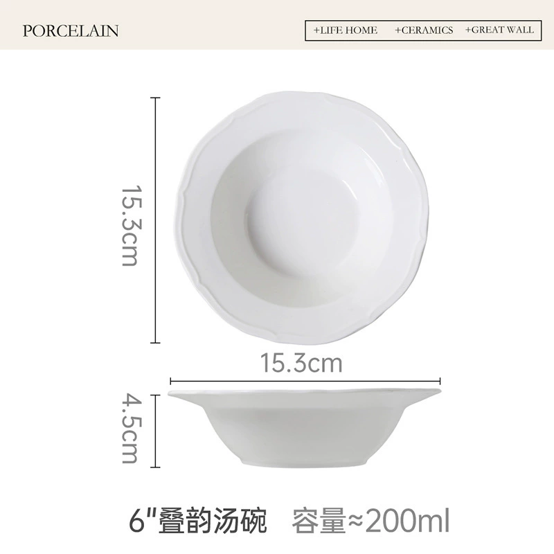 Ensaladera de porcelana con borde floral tableware view 8