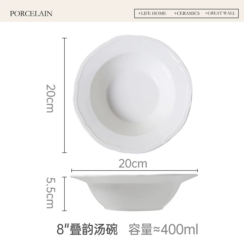 Ensaladera de porcelana con borde floral tableware view 9