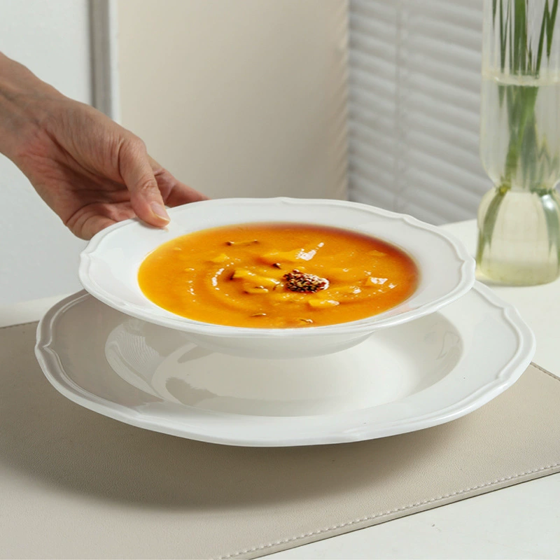 Embossed Porcelain Pasta Plate tableware view 2