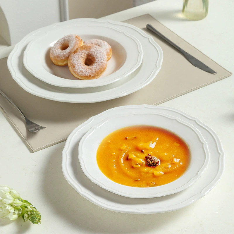 Embossed Porcelain Pasta Plate tableware view 3