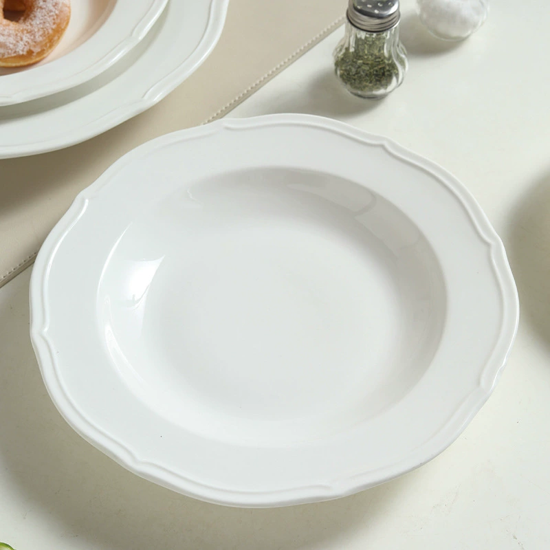 Embossed Porcelain Pasta Plate tableware view 4
