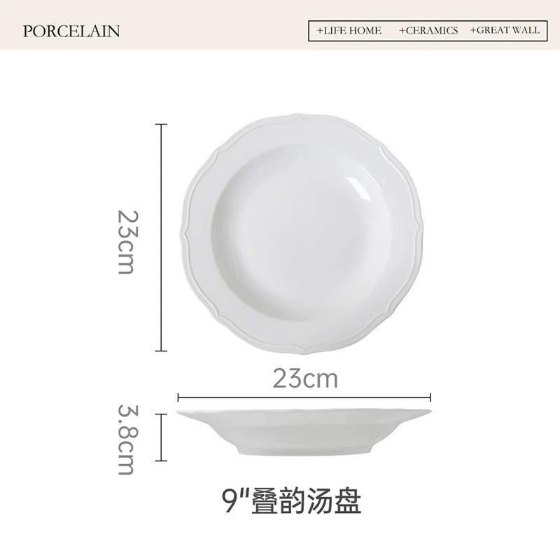 Embossed Porcelain Pasta Plate tableware view 7