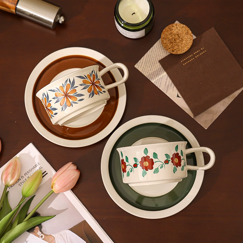프랑스식 세라믹 커피 컵 앤 소서 세트 tableware view 4