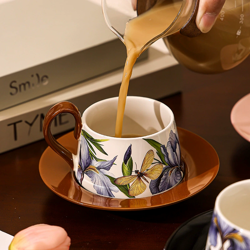프랑스 빈티지 세라믹 커피 컵 앤 소서 tableware view 3