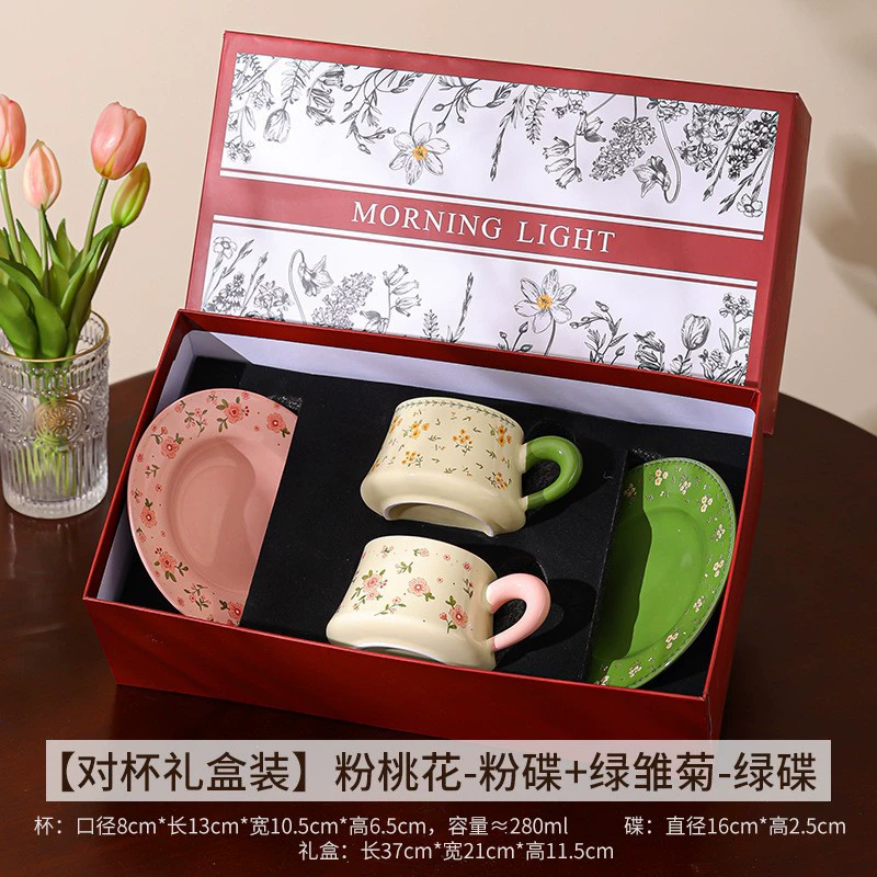 플로랄 세라믹 커피 컵 앤 소서 세트 tableware view 9
