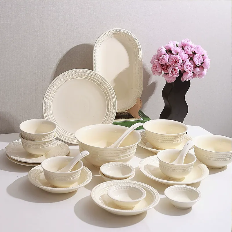 Porcelain Dinner Set with Cream Style