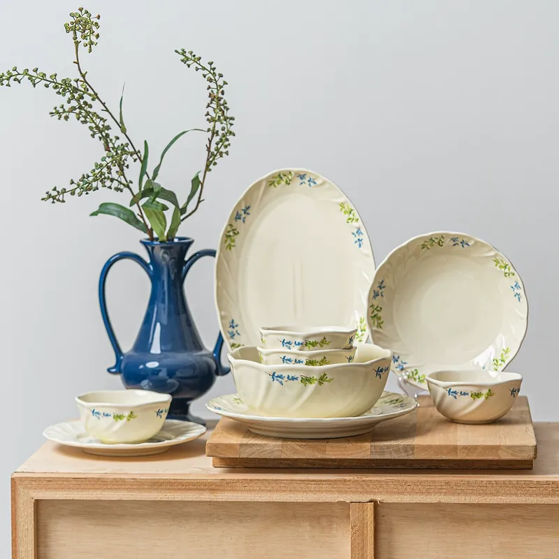 Porcelain Dinner Plate with Floral Design