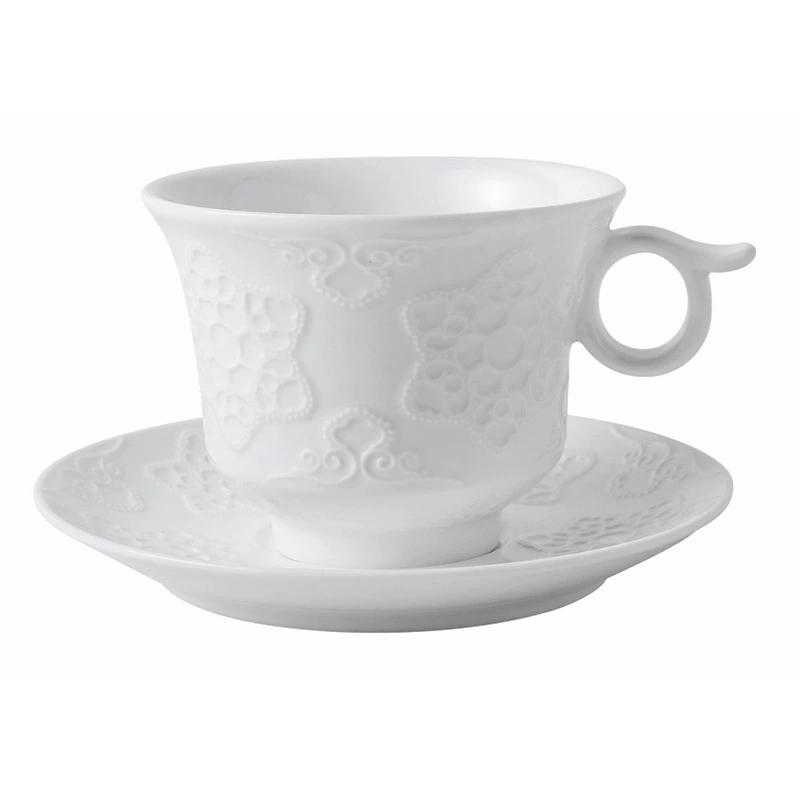 Embossed Porcelain Coffee Cup Set tableware view 5