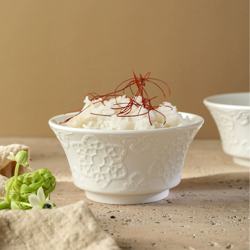 Embossed Porcelain Rice Bowl