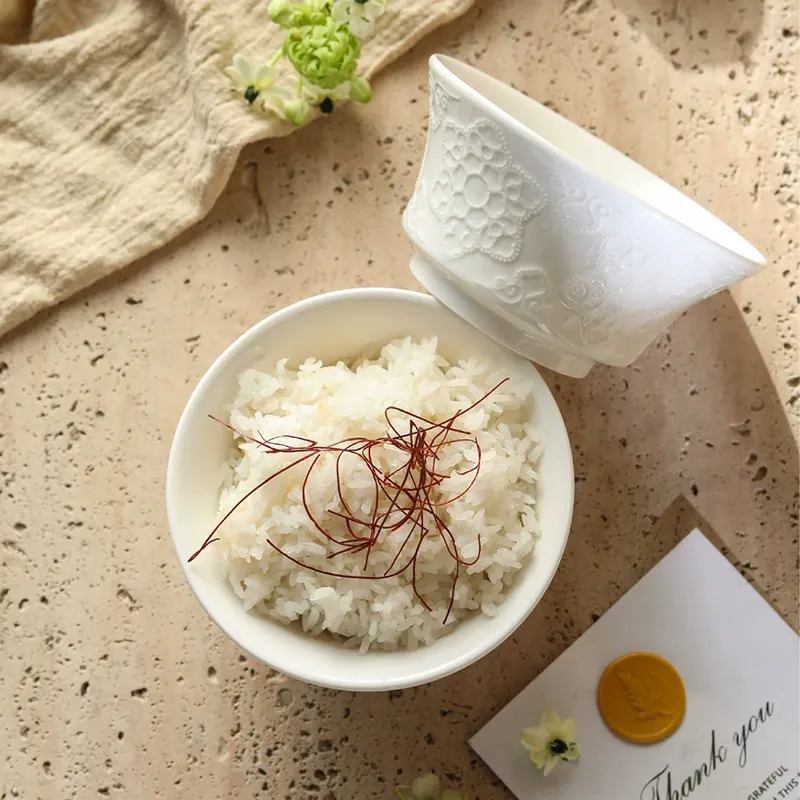 Пиала для риса из фарфора с тиснением tableware view 4