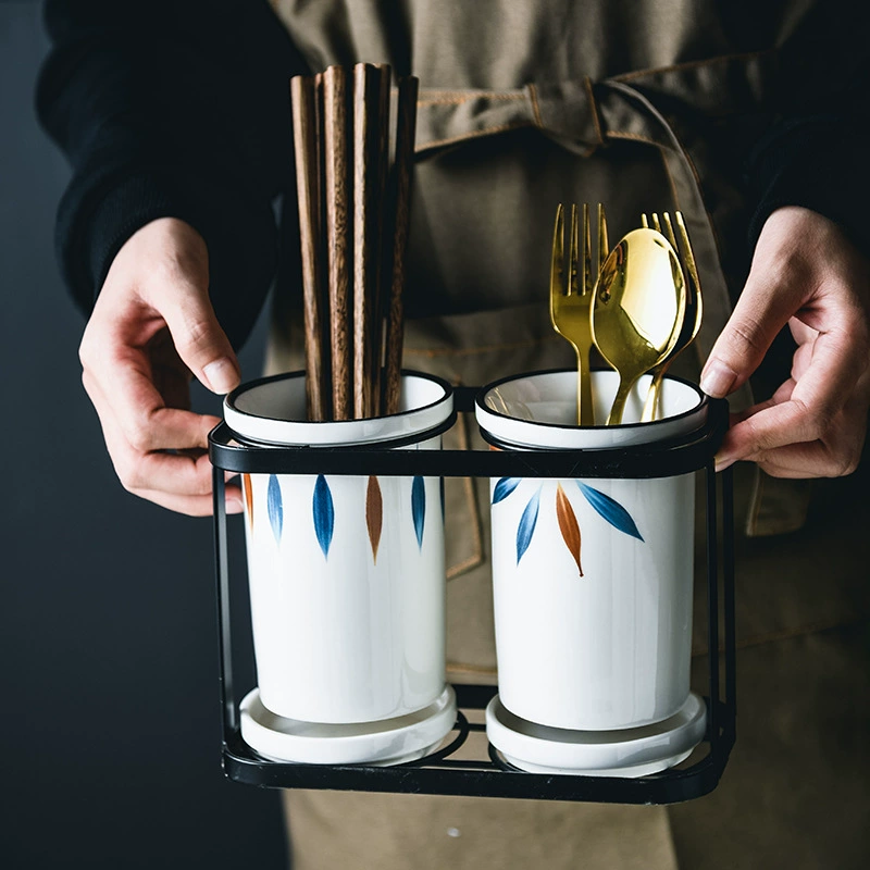 Ceramic Chopstick Holder with Drainage