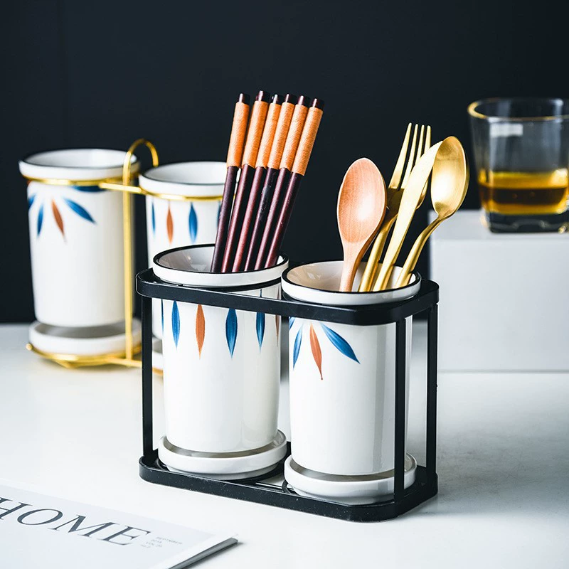 حامل عيدان طعام سيراميك مع تصريف tableware view 2