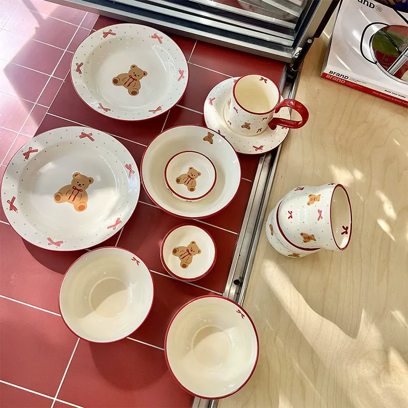 Porcelain Bowl and Plate Set with Butterfly Design
