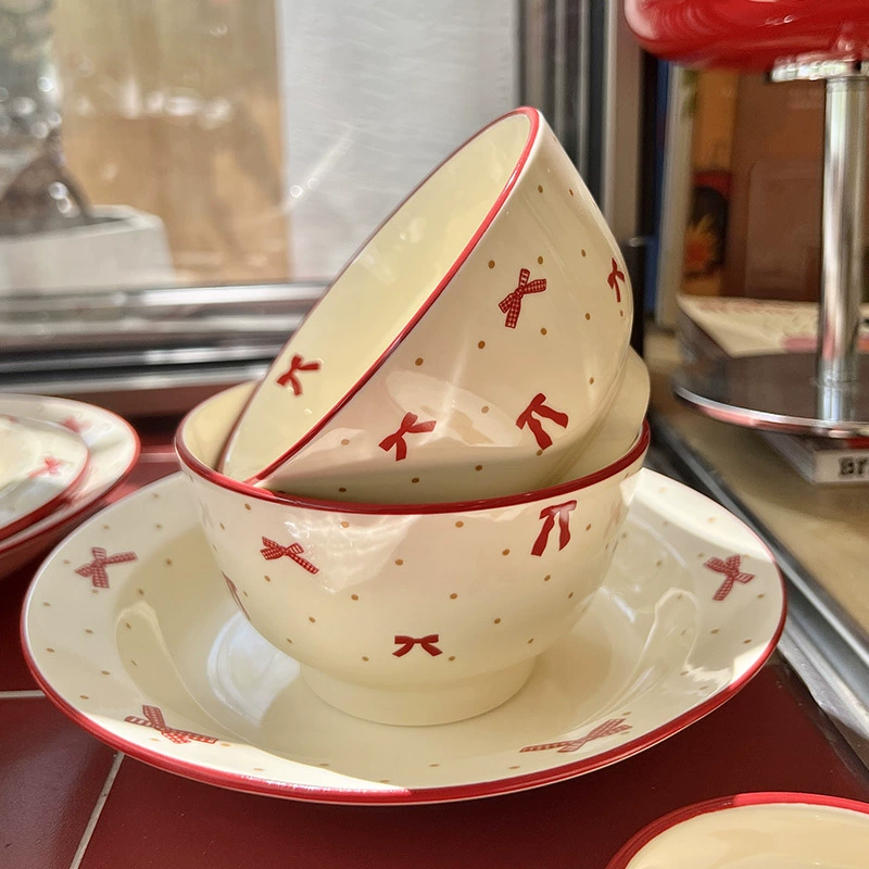 طقم وعاء وطبق بورسلين بتصميم فراشة tableware view 3