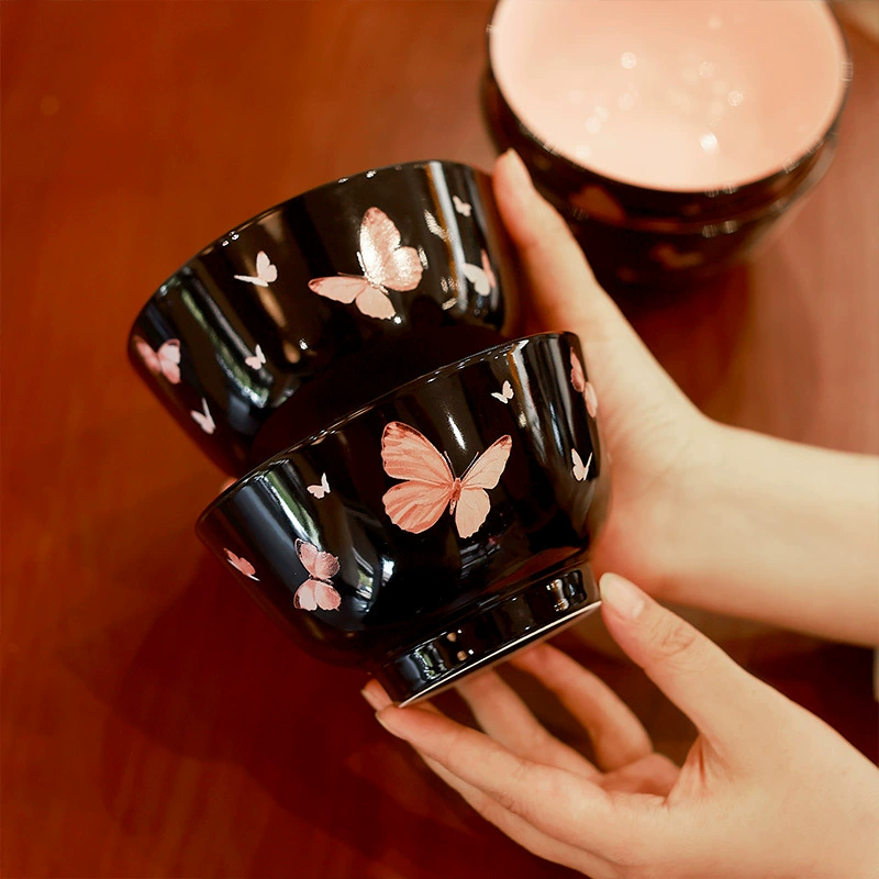 طقم وعاء وطبق بورسلين بتصميم فراشة tableware view 3