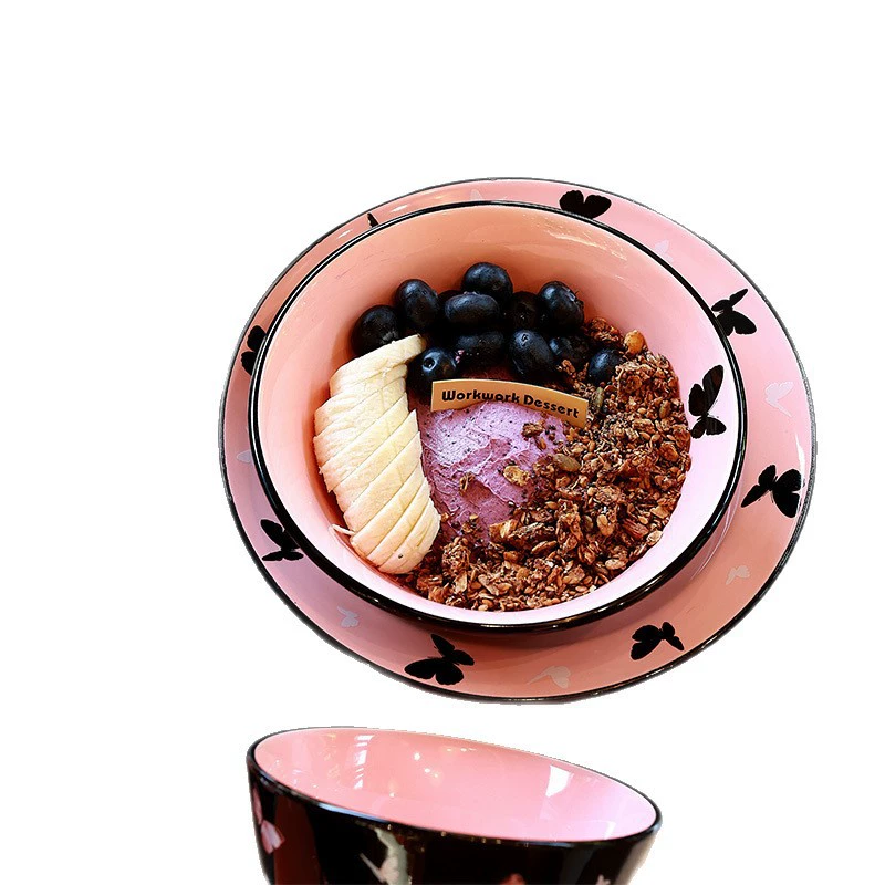 طقم وعاء وطبق بورسلين بتصميم فراشة tableware view 5