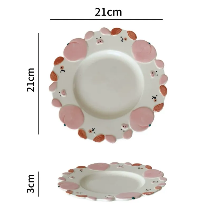 Hand-Painted Cute Ceramic Plate tableware view 7