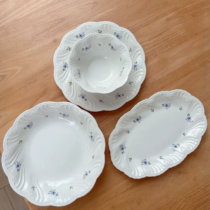 طبق بورسلين فرنسي عتيق بزخرفة زهرية tableware view 2