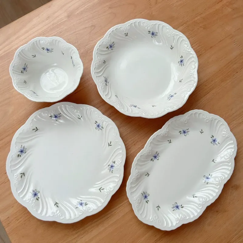 طبق بورسلين فرنسي عتيق بزخرفة زهرية tableware view 4