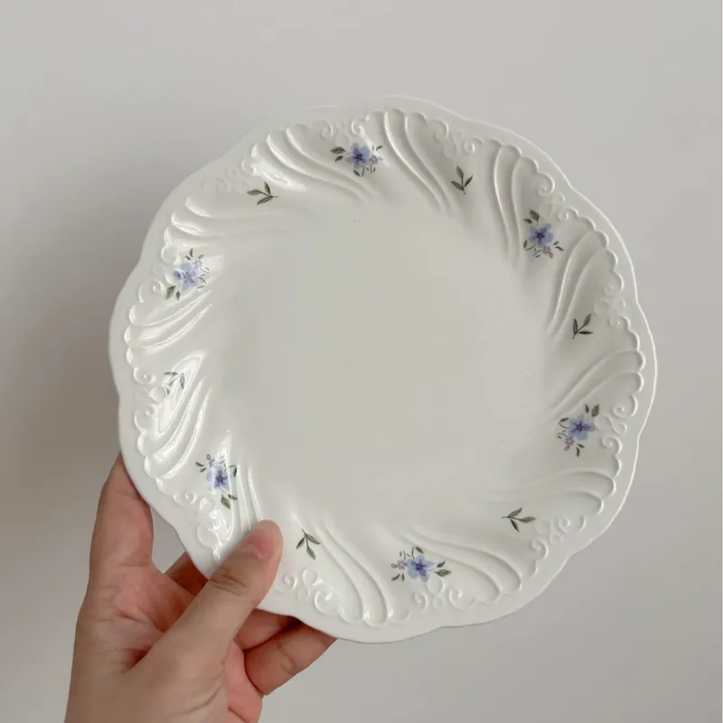 طبق بورسلين فرنسي عتيق بزخرفة زهرية tableware view 7