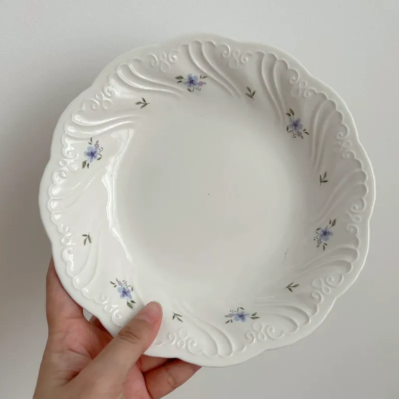 طبق بورسلين فرنسي عتيق بزخرفة زهرية tableware view 8