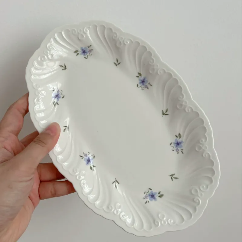 طبق بورسلين فرنسي عتيق بزخرفة زهرية tableware view 9