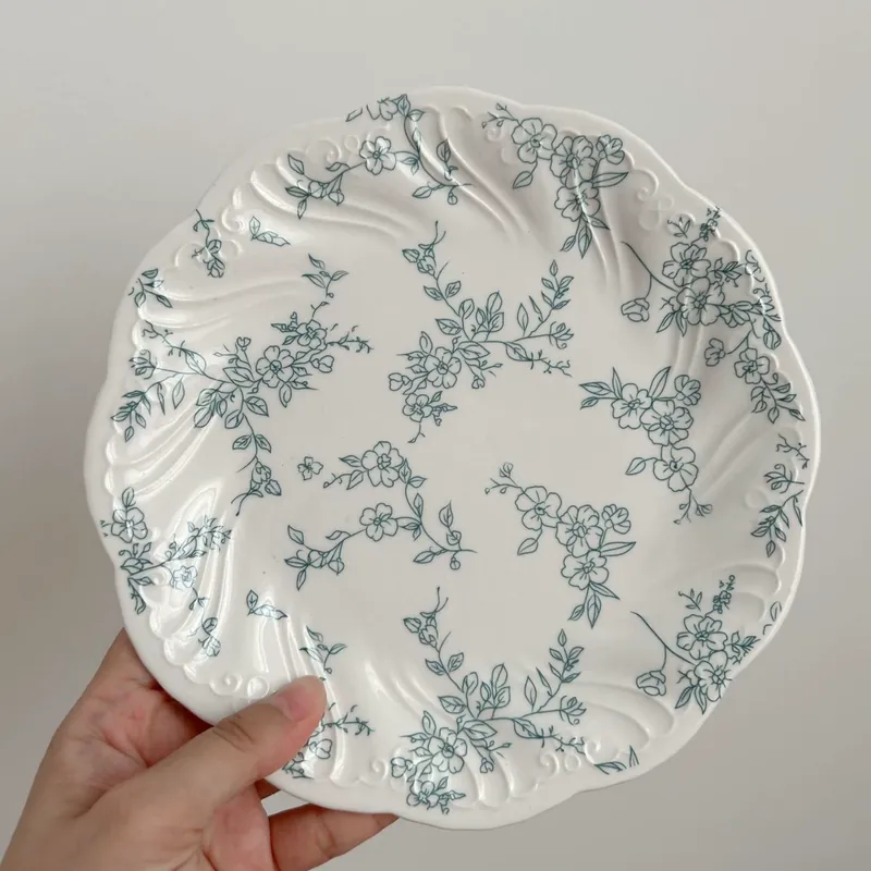 프렌치 빈티지 블루 플로럴 도자기 식기 tableware view 7