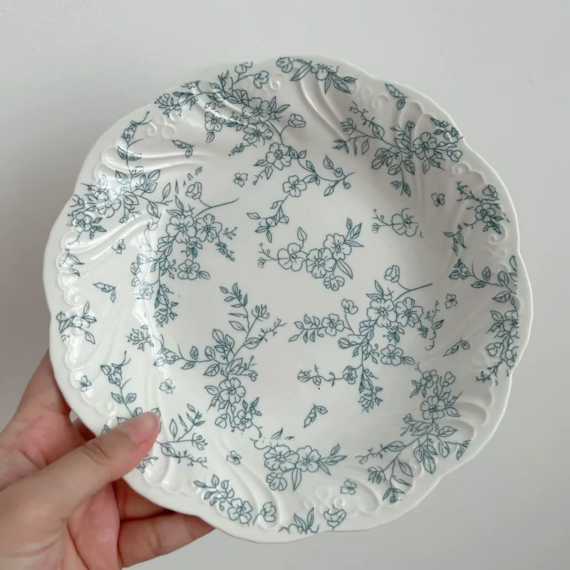 프렌치 빈티지 블루 플로럴 도자기 식기 tableware view 8