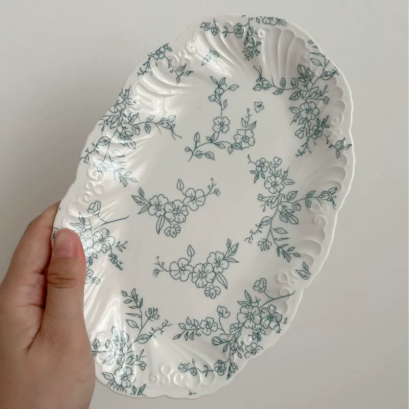 프렌치 빈티지 블루 플로럴 도자기 식기 tableware view 9