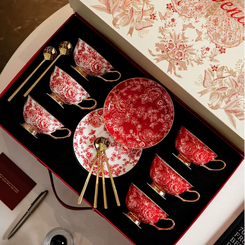 Rose Porcelain Tea Cup and Saucer Set