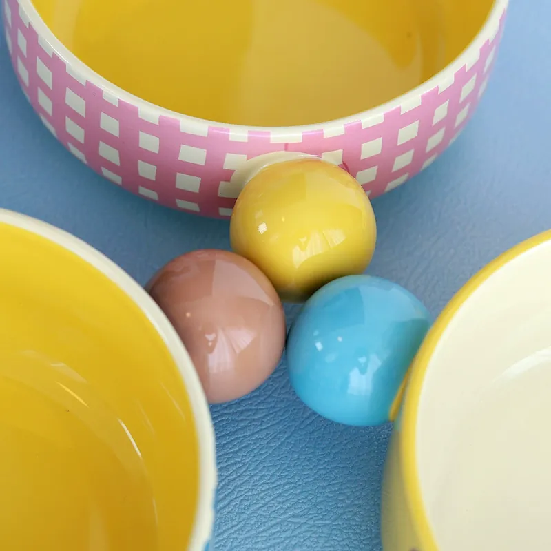 손잡이 있는 물방울 자기 밥그릇 tableware view 4