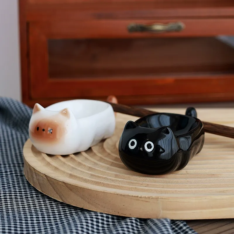 Cat Ceramic Salad Plate and Dip Dish Set