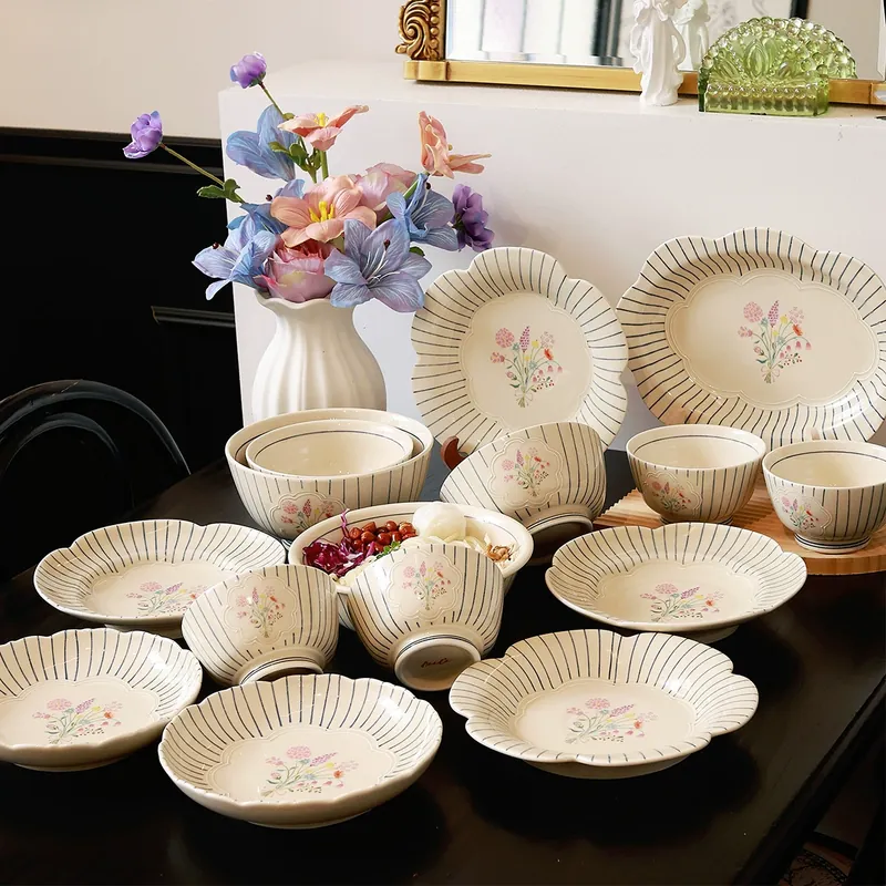 Japanese Style Ceramic Plate and Bowl Set
