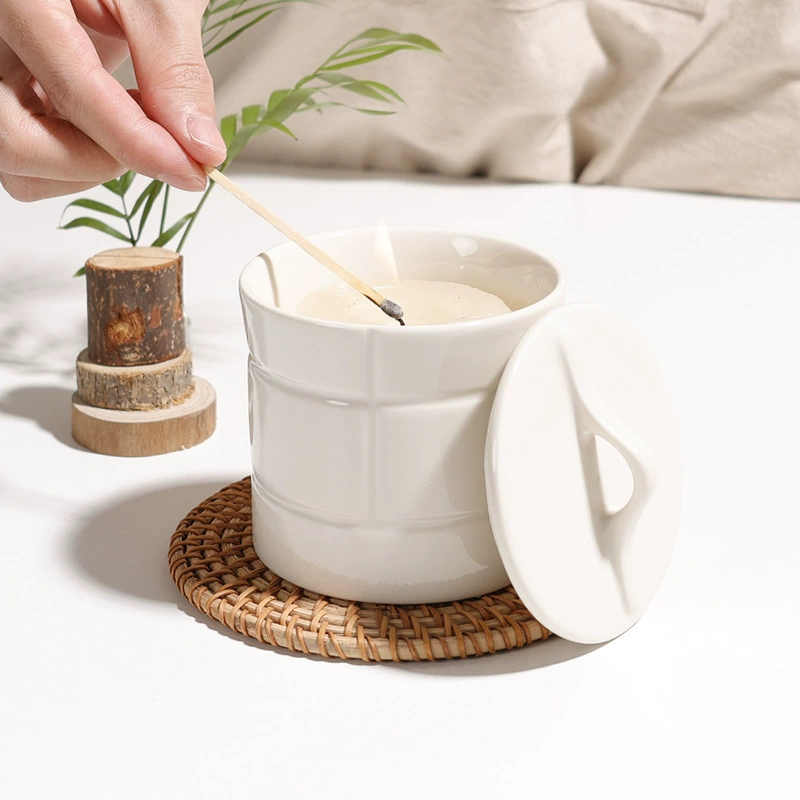Ceramic Candle Jar with Lid tableware view 2