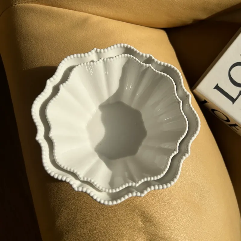 Irregular Pearl Ceramic Dessert Bowl