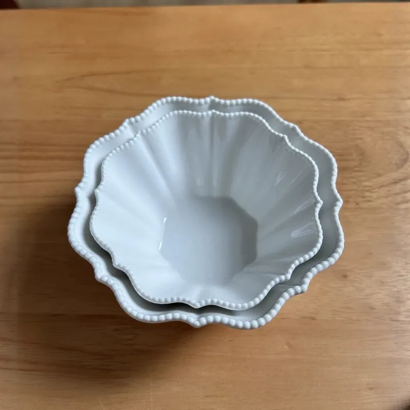 Tigela de sobremesa de cerâmica pérola irregular tableware view 4