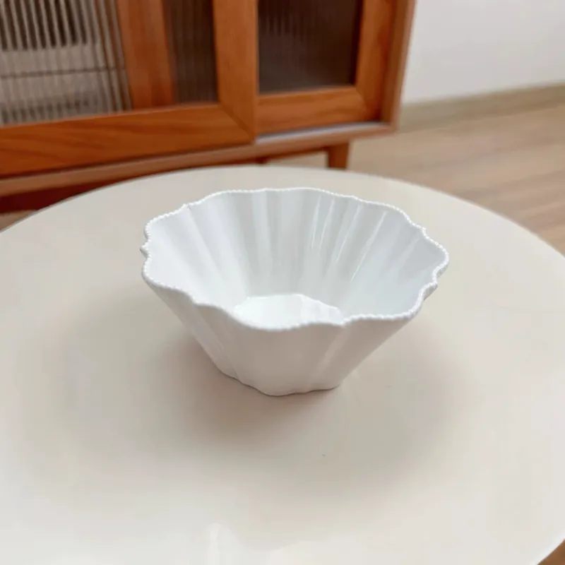 Tigela de sobremesa de cerâmica pérola irregular tableware view 5