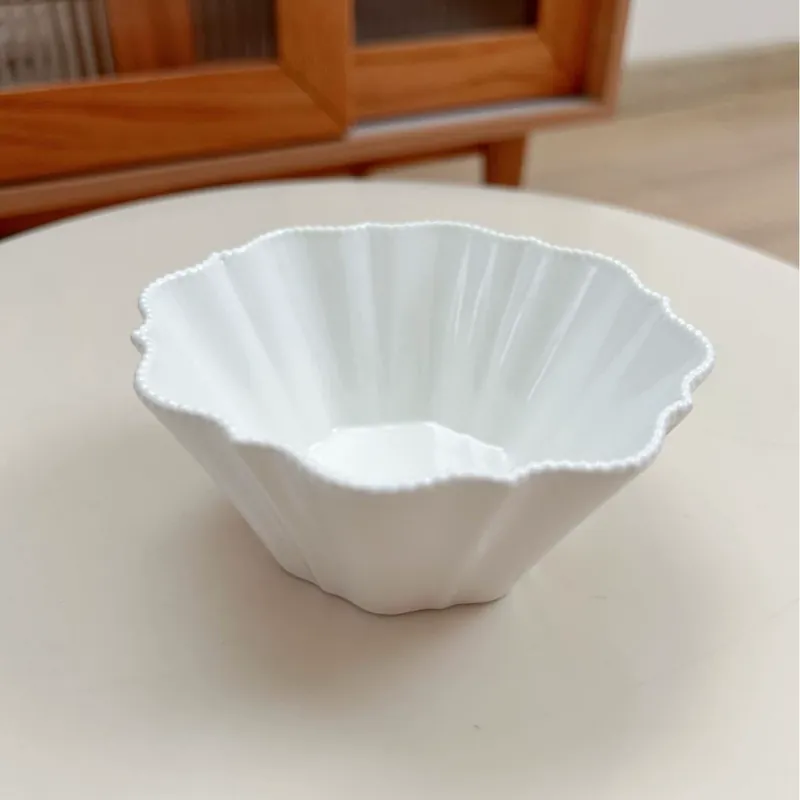 Tigela de sobremesa de cerâmica pérola irregular tableware view 6